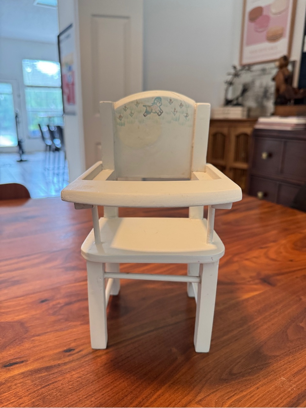 Vintage wooden baby doll high chair toy accessory Victorian style decor